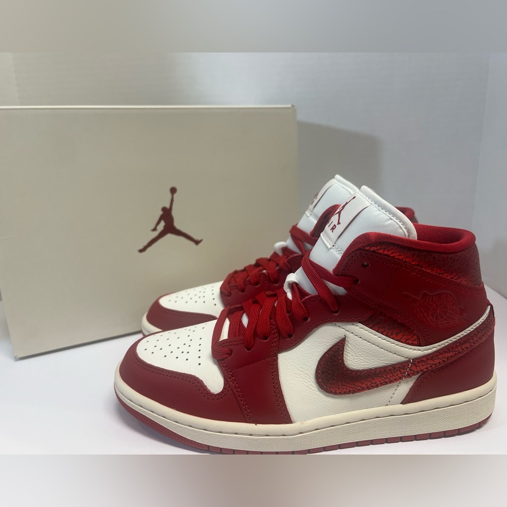 Red and White Jordan AJ 1 Mid SE